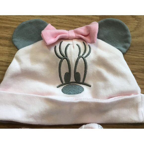 Disney Baby Minnie Mouse Hat Mittens & Booties Set 0-6M Pink Baby Shower Gift - Picture 2 of 7